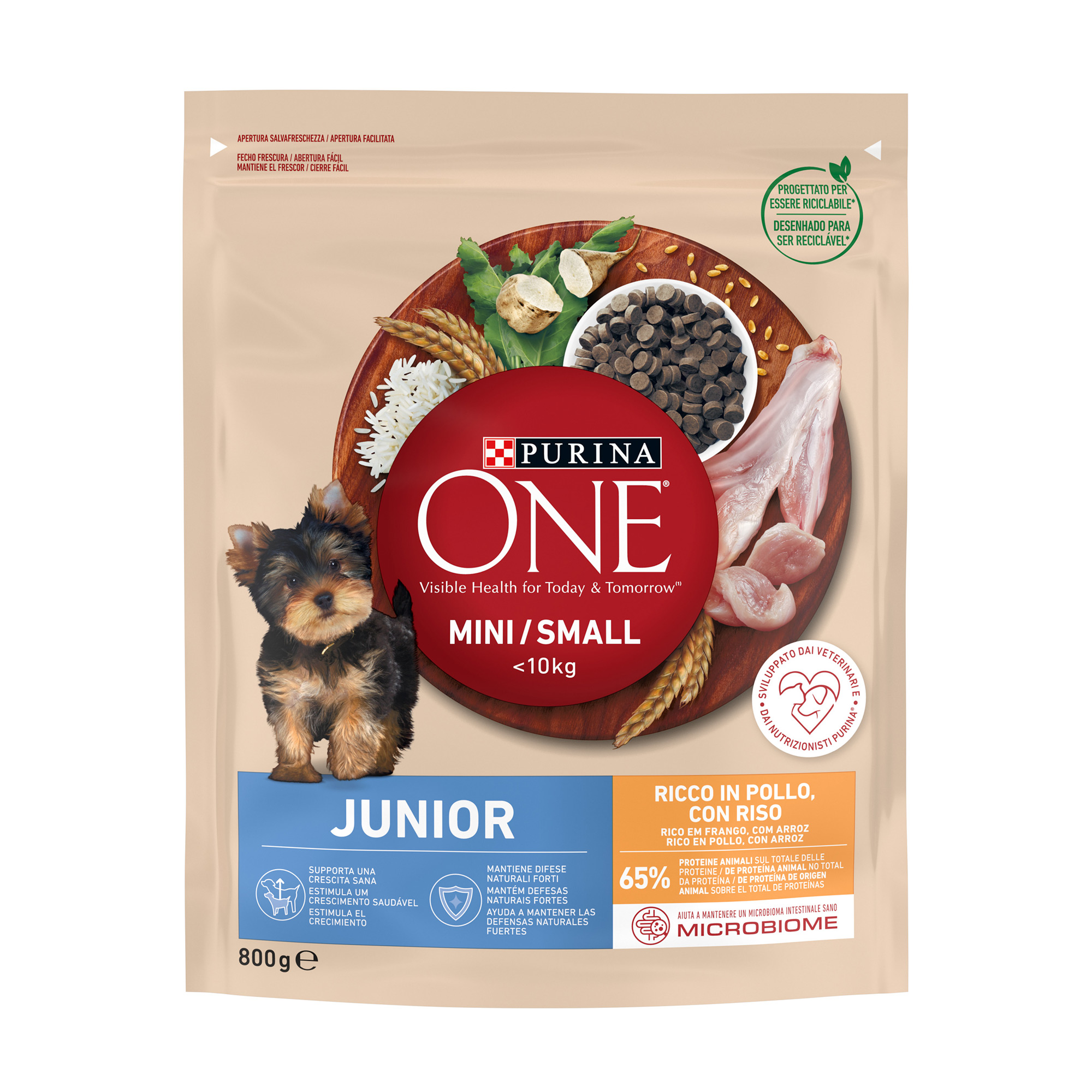 Сухий корм для цуценят малих порід Purina One Mini/Small Junior з куркою та рисом, 800 г
